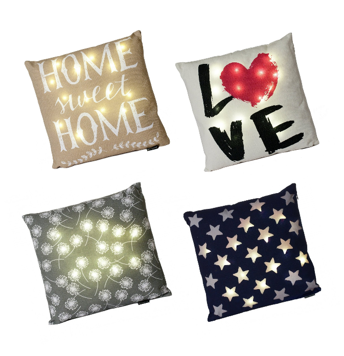 Cuscino In Cotone E Poliestere Cuscini Luminosi Divano Salotto Con 15 Luci Led Ebay
