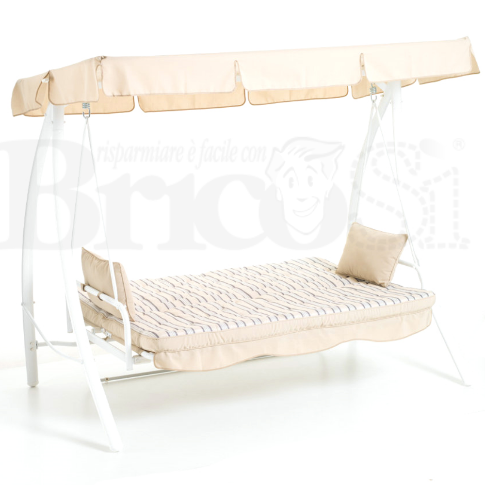 Divano Dondolo Da Giardino.Dondolo Marrakech Bianco 3 Posti Da Giardino Schienale Reclinabile Con Parasole Ebay