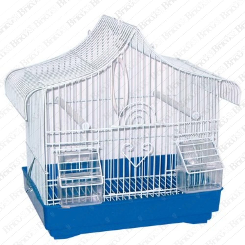 Gabbia gabbietta per uccelli canarini pappagallini 33X23X36cm bianca