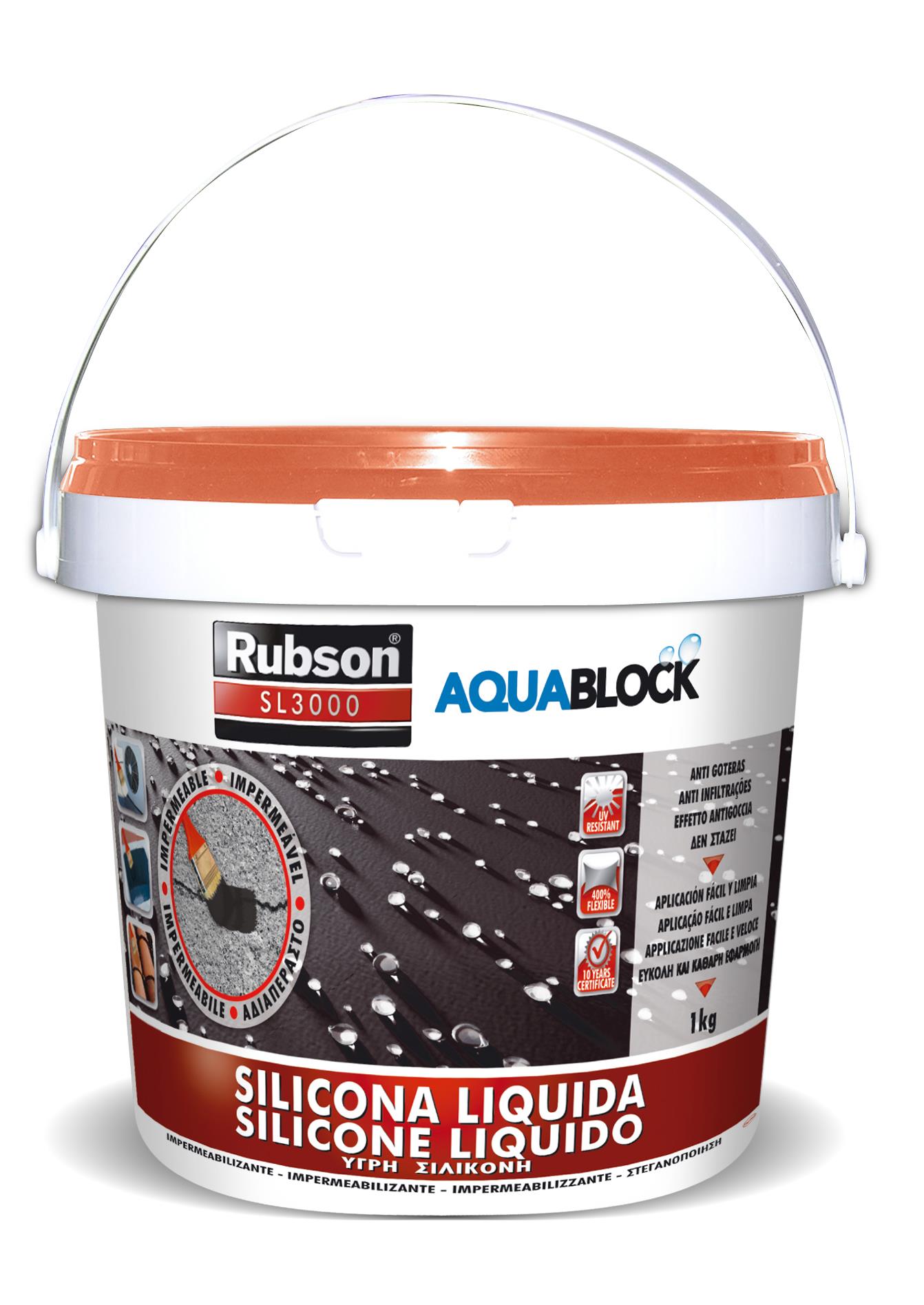 Rubson Silicone liquido 1kg Terracotta impermeabilizza protezione tetti Aquablock