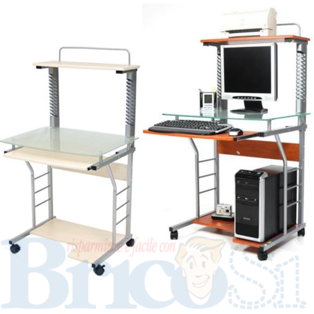 Scrivania Vetro Porta Pc Computer Per Cameretta Ufficio 70x55x130cm Mobile Swift Ebay