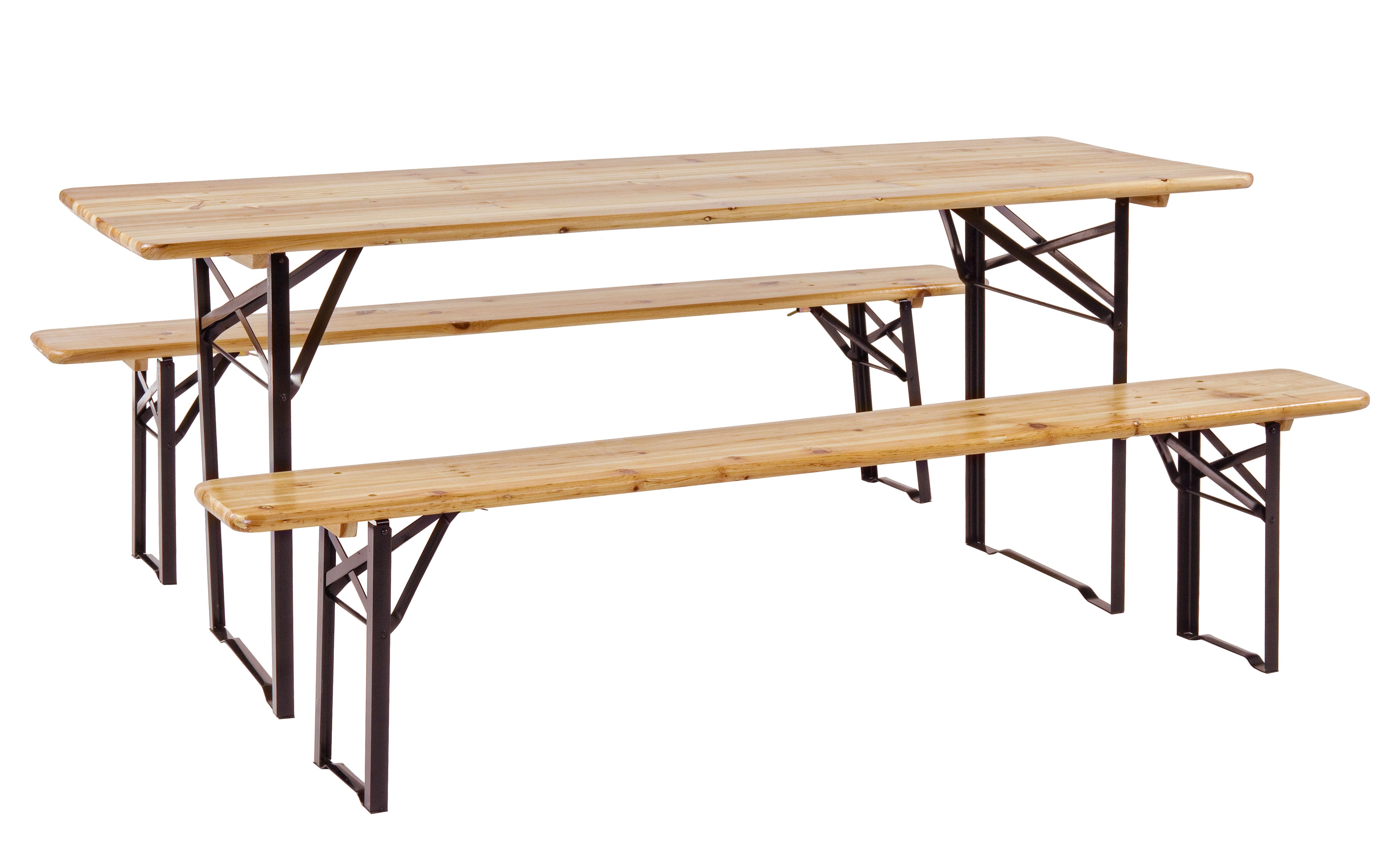 Set Tavolo Birreria In Legno 200x70 Pieghevole Esterno Giardino