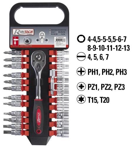 Kit cricchetto 1/2 + 10 bussole - Ribitech