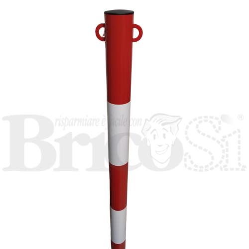 Paletto parapedonale Segnaletico Stradale acciaio Rosso bianco Ø 48/60 mm  (120cm Ø 60mm)