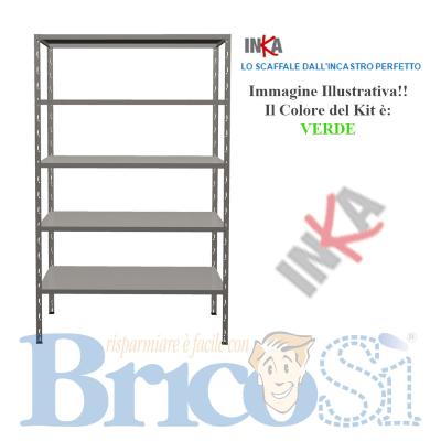 Kit scaffale ad incastro 5 ripiani con rinforzo 40x100xH186 Bianco Inka