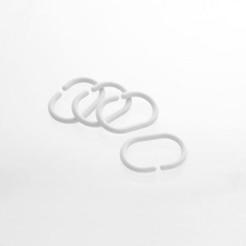 Set 12 anelli in plastica per tenda doccia bianchi in ABS