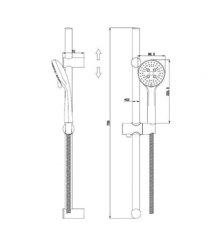 Saliscendi doccia 72 cm