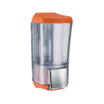 Dispenser di sapone liquido a parete Arancione con pulsante 150 x 55 x 73mm Marplast