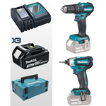 MAKITA DLX2221JX3 TRAPANO PERCUSSIONE DHP483 + AVVITATORE IMPULSI DTD155 3 BATTERIE 18V