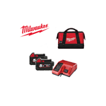 Milwaukee Energy Pack 2 Batterie 5Ah + Caricabatterie + Borsa M18 NRG-502